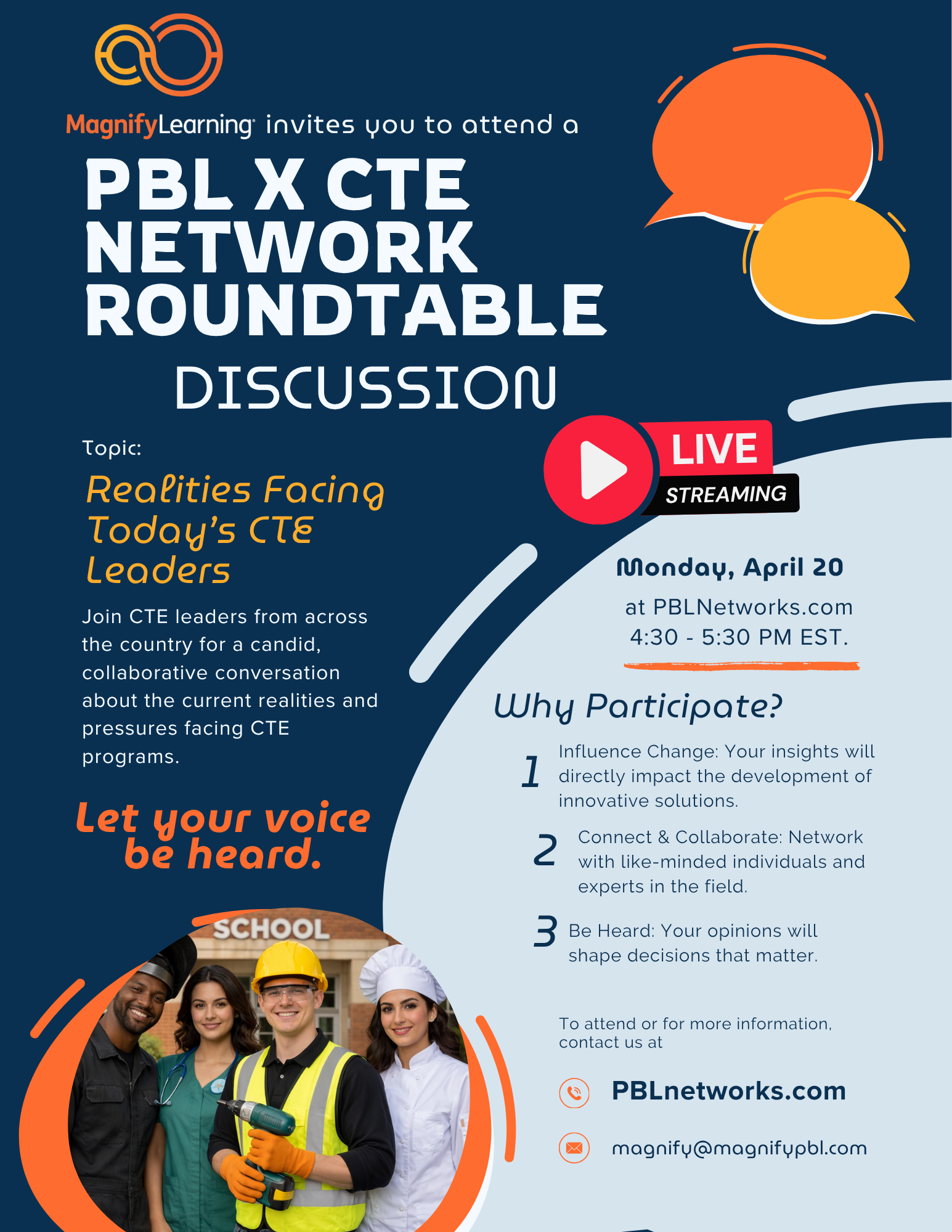 PBL CTE Roundtable Promo Apr 20 Magnify Learning